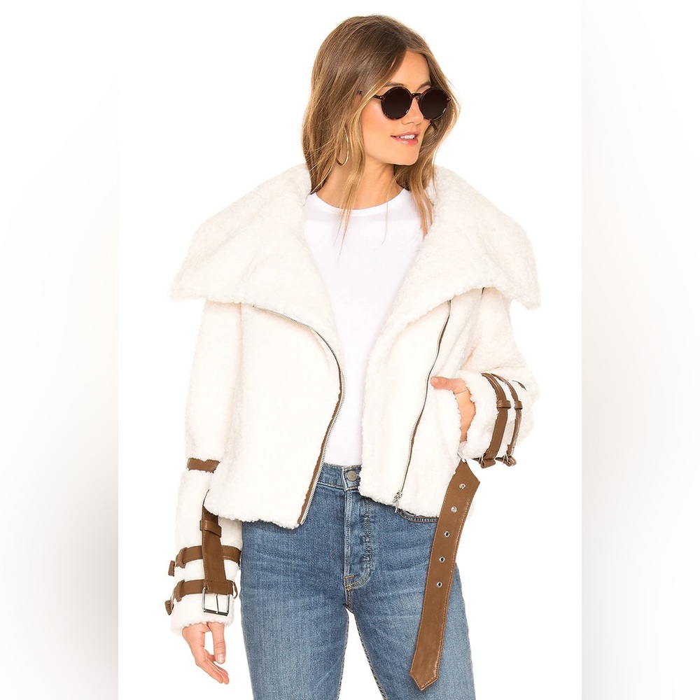 $248 TULAROSA BAILEY AVIATOR MOTO JACKET SHEARLING LOVERS FRIENDS ANINE BING